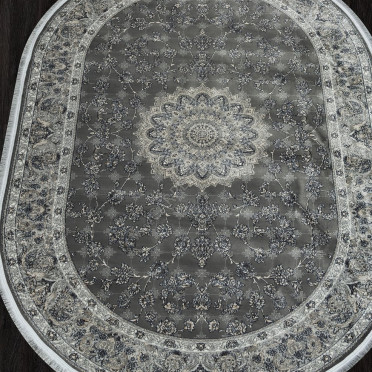 Ковер персидский 752065 Kashan (Хит-сет, серый) овальный