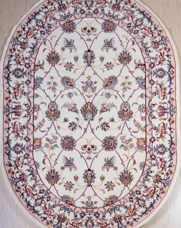 Ковер монгольский 6C1562-1 Hunnu (Вискоза - Шерсть, кремовый) овальный