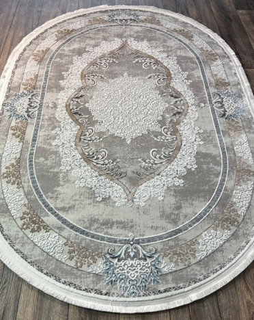 Турецкий ковер овальный Atlantik Hali Deco 27259A (Полиэстер, бежевый, серый, голубой)