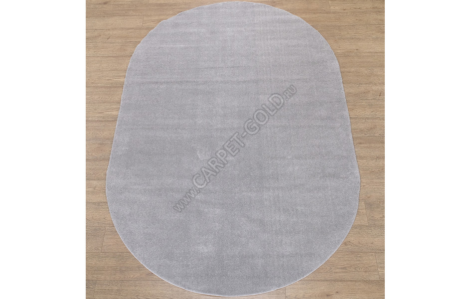 Пушистый серый ковер ДИЗАЙН 47002 ЦВЕТ 45255 Софт овал длинный ворс